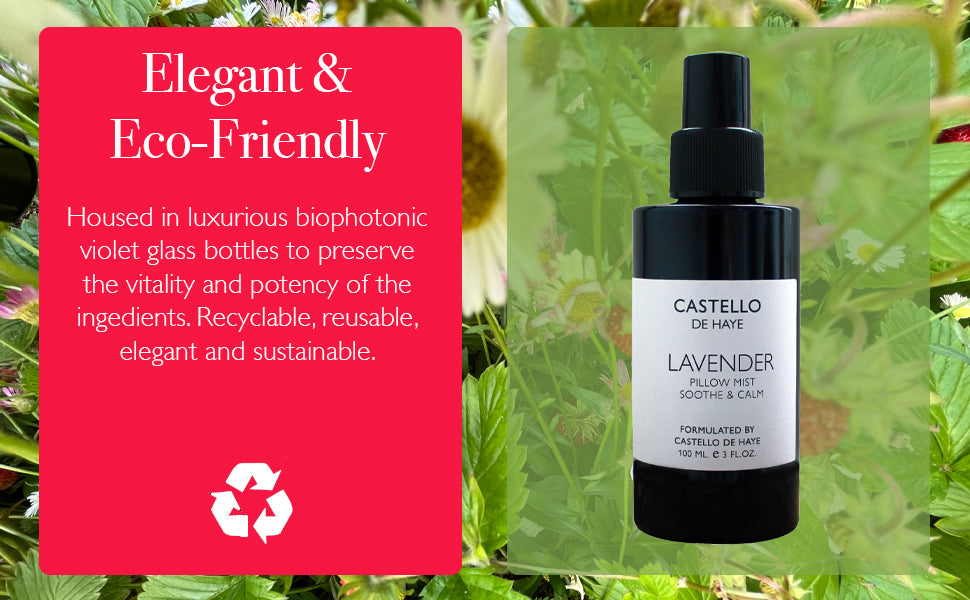 Eco-friendly product with biophotonic glass bottles on a green leafy background