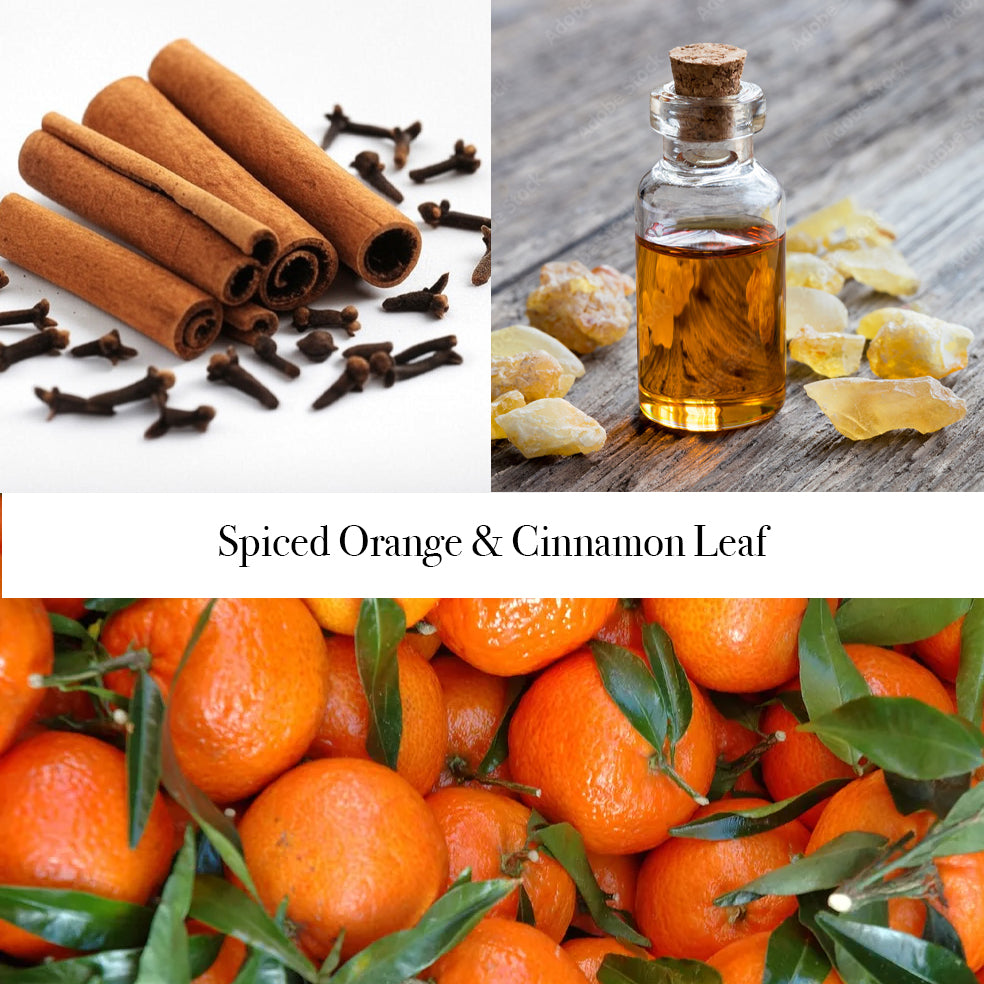 clove, cinnamon, orange, essential oil bottle