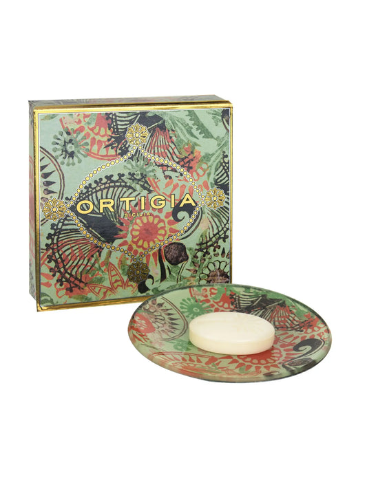 ORTIGIA Fico d'India Soap on serigraphed glass plate in decorative box
