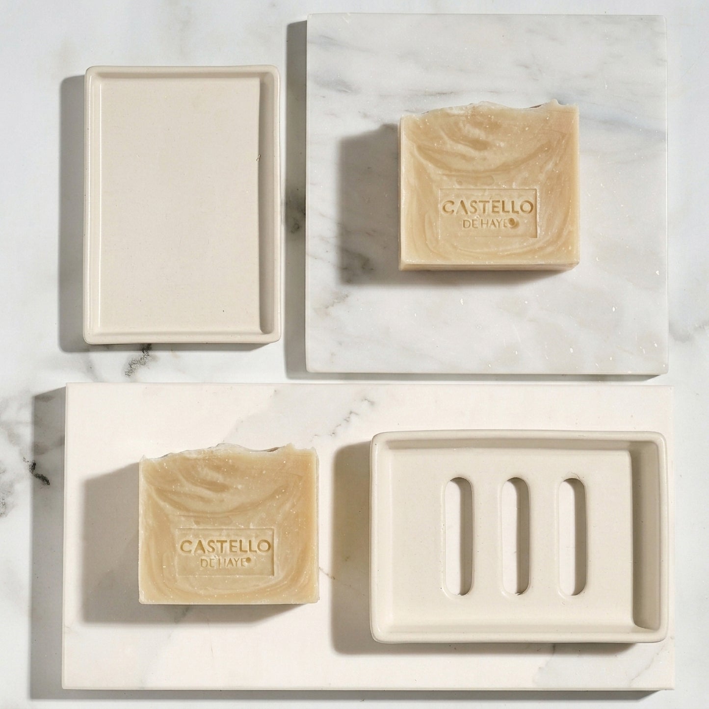 Portland Stone Jesmonite Soap Dish with Tray