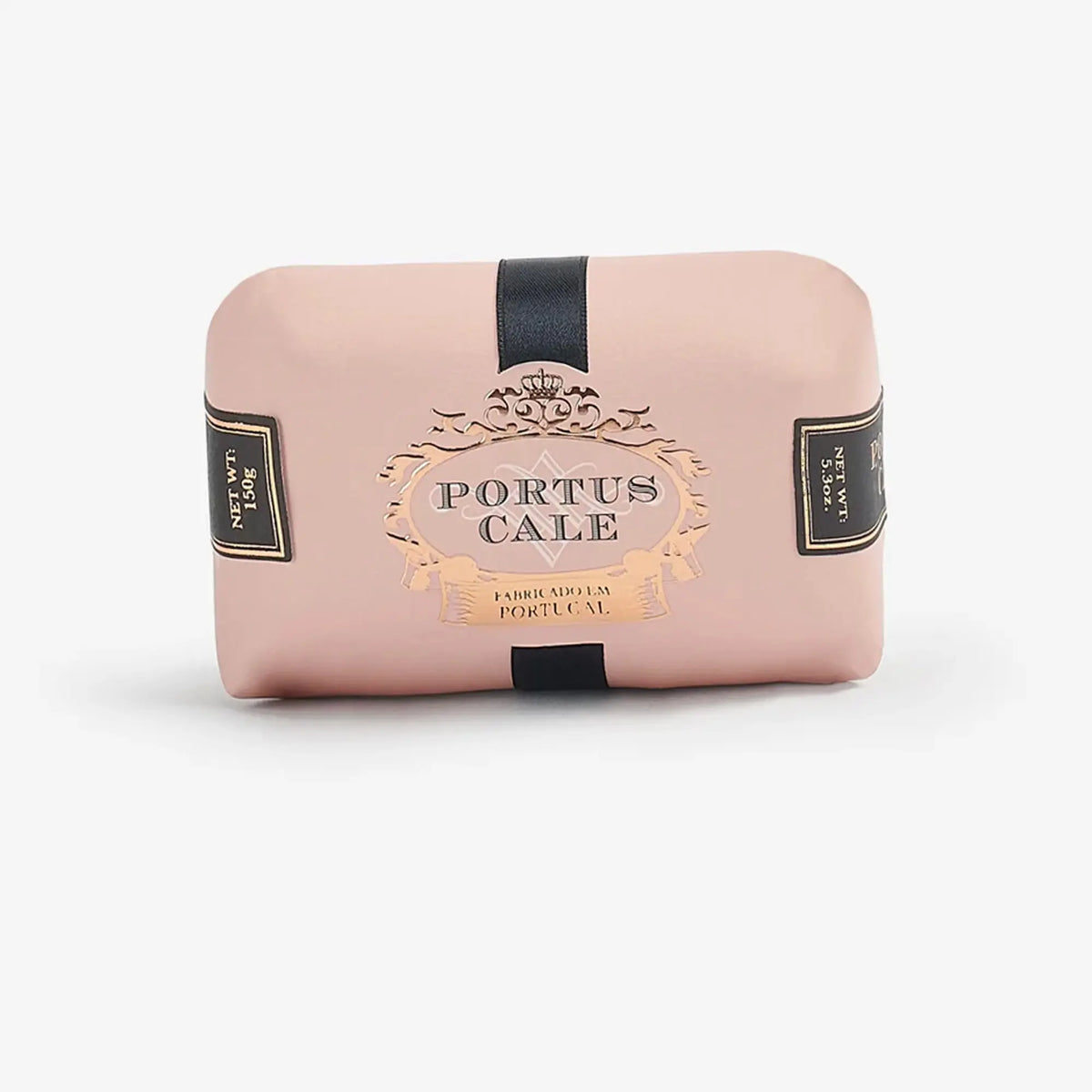 Portus Cale Rosé Blush luxury soap bar 150g, hand-wrapped in blush pink paper with gold Portus Cale crest