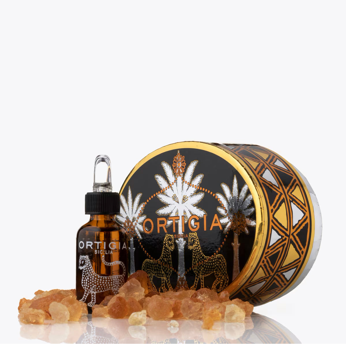 Ambra Nera pot pourri, glittery nuggets, 20ml pipette bottle, decorative box.