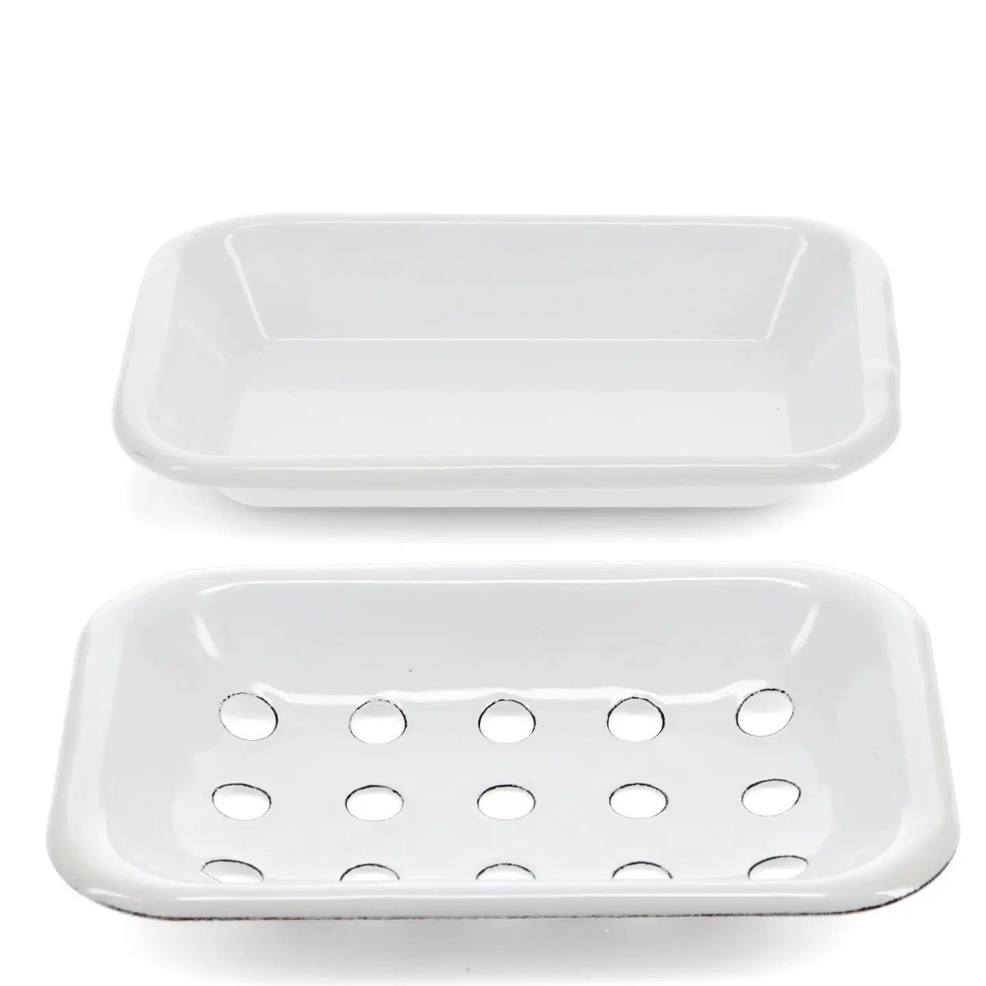Pure white enamel two-part soap dish