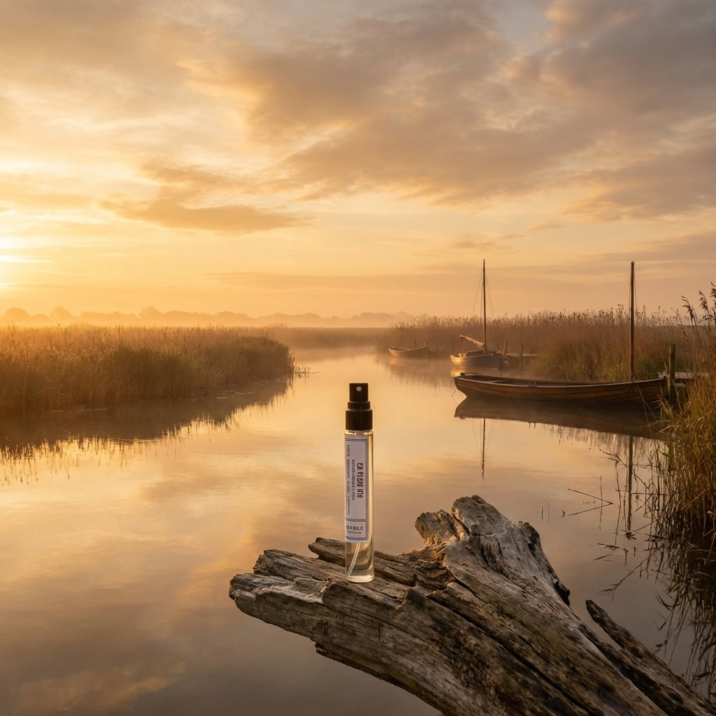 Sun-warmed Norfolk landscape — lifestyle image for En Plein Air natural perfume