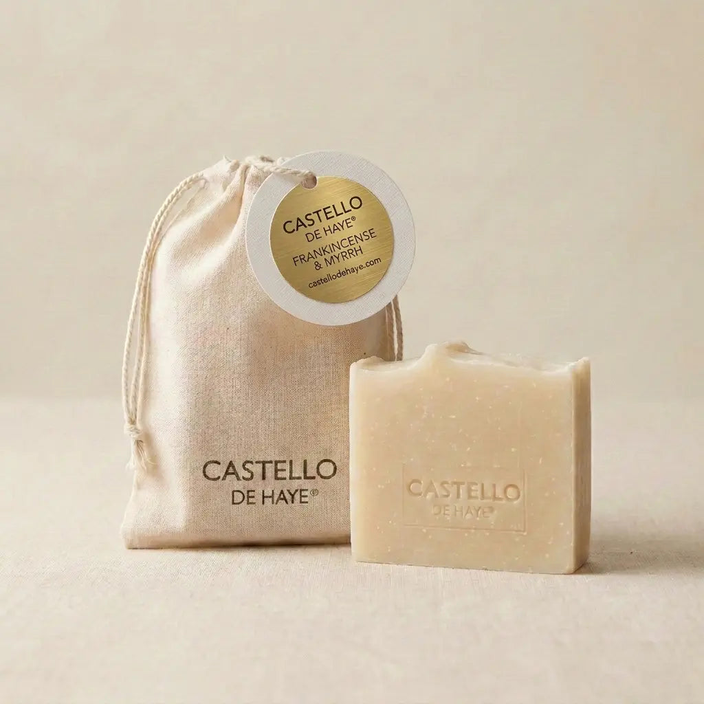 Frankincense & Myrrh Soap Bar – gift bag presentation | Castello de Haye