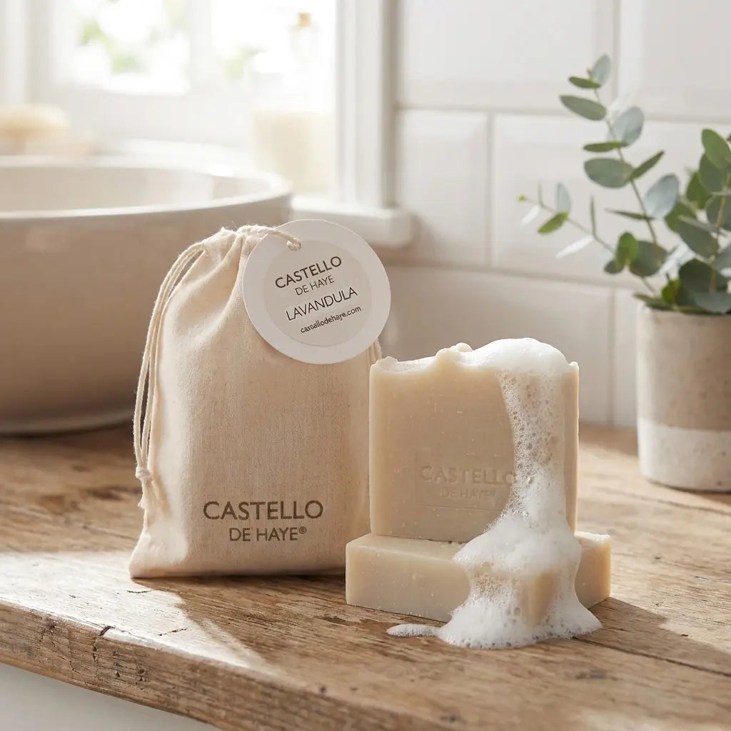 Castello de Haye Pure Lavender Soap Bar 100g in muslin gift bag