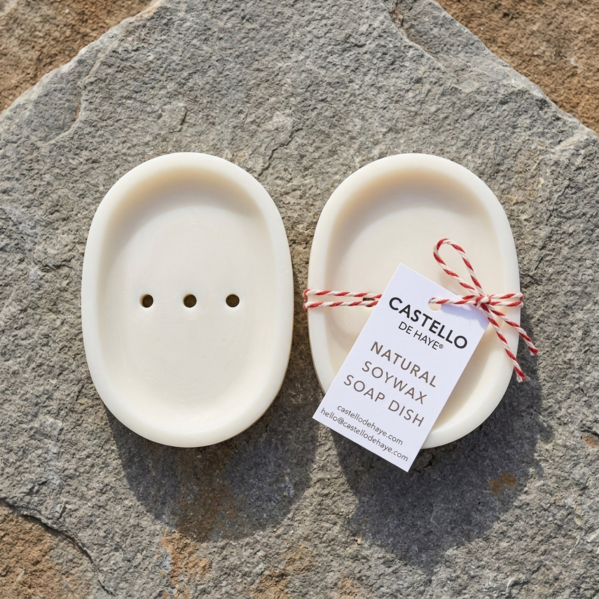 Castello de Haye white oval soy wax soap dishes