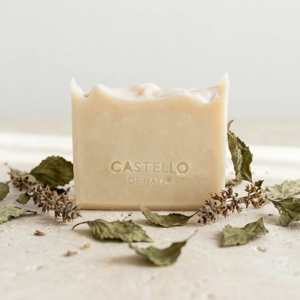 Castello de Haye Pure Patchouli natural soap bar with dried patchouli leaves