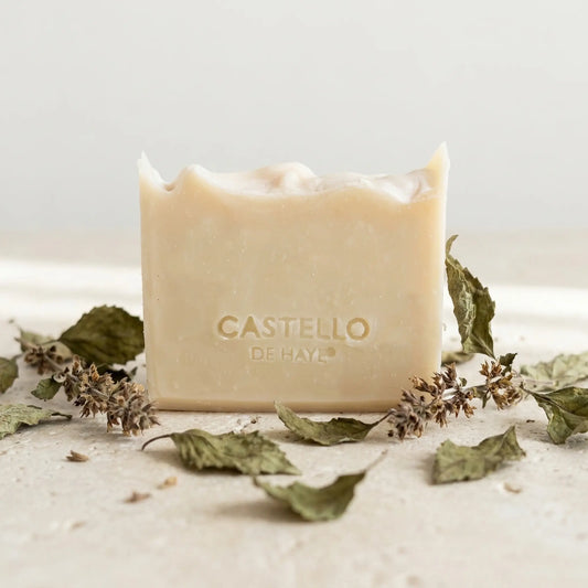 Castello de Haye Pure Patchouli natural soap bar with dried patchouli leaves